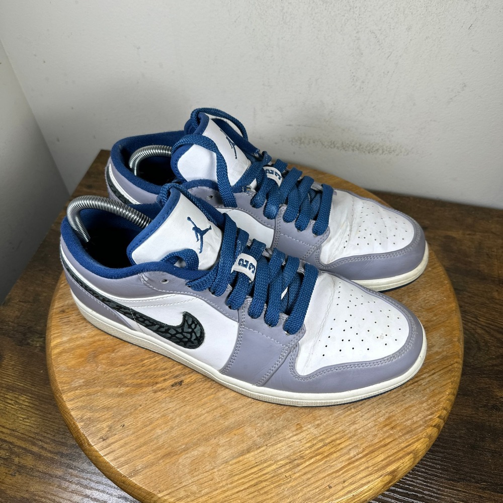 Sold Jordan 1 Low True Blue Cement Mens 10.5 White Wolf Grey 553558-103